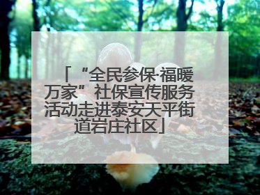 “全民参保·福暖万家”社保宣传服务活动走进泰安天平街道岩庄社区