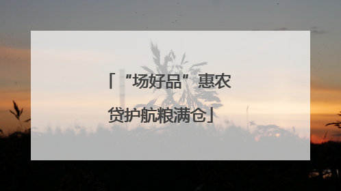 “场好品”惠农贷护航粮满仓