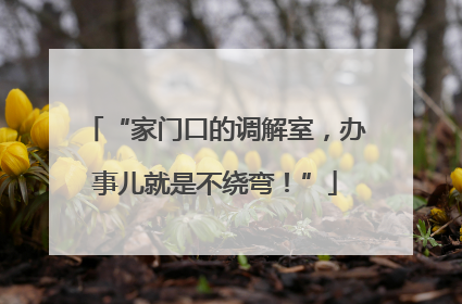 “家门口的调解室，办事儿就是不绕弯！”
