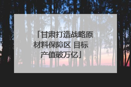 甘肃打造战略原材料保障区 目标产值破万亿