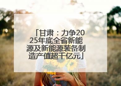 甘肃：力争2025年底全省新能源及新能源装备制造产值超千亿元