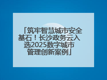 筑牢智慧城市安全基石！长沙政务云入选2025数字城市管理创新案例