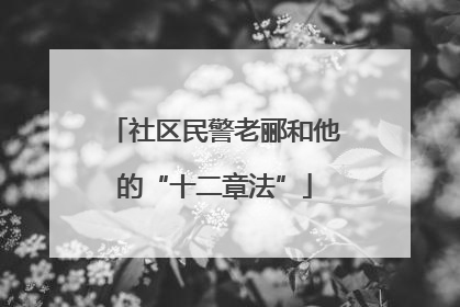 社区民警老郦和他的“十二章法”