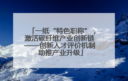 一纸“特色职称”，激活碳纤维产业创新链——创新人才评价机制 助推产业升级