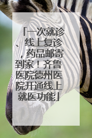 一次就诊、线上复诊，药品邮寄到家！齐鲁医院德州医院开通线上就医功能