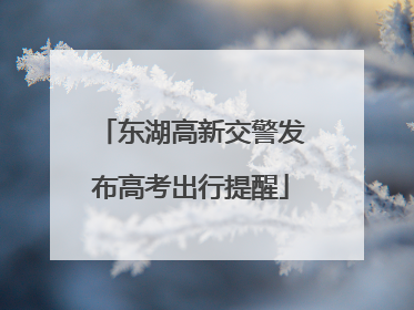 东湖高新交警发布高考出行提醒