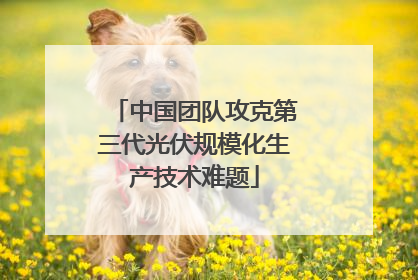 中国团队攻克第三代光伏规模化生产技术难题