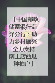中国邮政储蓄银行菏泽分行：助力乡村振兴 全力支持南王店西瓜种植户