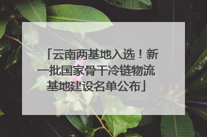 云南两基地入选！新一批国家骨干冷链物流基地建设名单公布