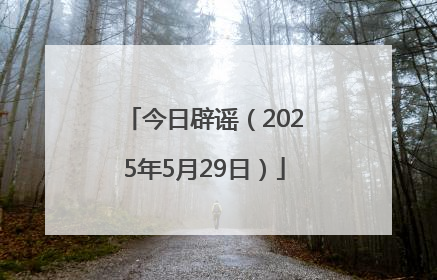 今日辟谣（2025年5月29日）