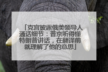克宫披露俄美领导人通话细节：普京听得懂特朗普讲话，在翻译前就理解了他的意思