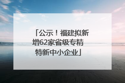 公示！福建拟新增62家省级专精特新中小企业