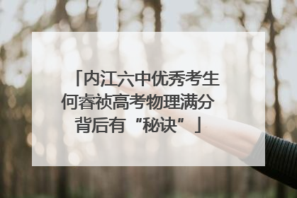 内江六中优秀考生何睿祯高考物理满分背后有“秘诀”