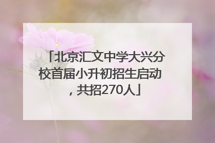 北京汇文中学大兴分校首届小升初招生启动，共招270人