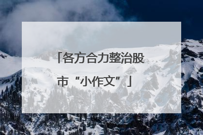 各方合力整治股市“小作文”