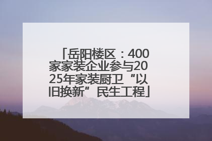 岳阳楼区：400家家装企业参与2025年家装厨卫“以旧换新”民生工程