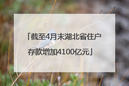 截至4月末湖北省住户存款增加4100亿元