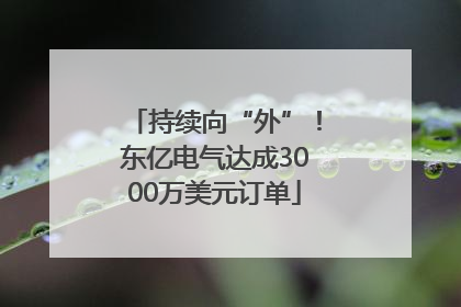 持续向“外”！东亿电气达成3000万美元订单