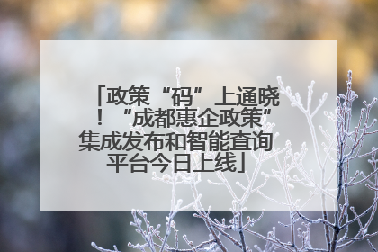 政策“码”上通晓！“成都惠企政策”集成发布和智能查询平台今日上线