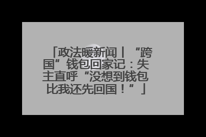 政法暖新闻丨“跨国”钱包回家记：失主直呼“没想到钱包比我还先回国！”