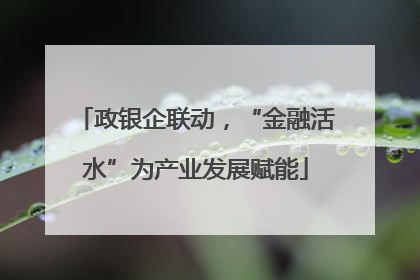政银企联动，“金融活水”为产业发展赋能