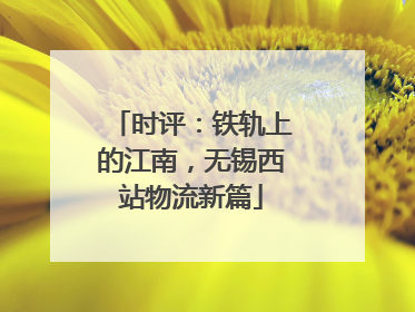 时评：铁轨上的江南，无锡西站物流新篇