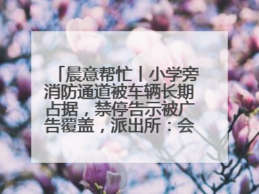 晨意帮忙丨小学旁消防通道被车辆长期占据，禁停告示被广告覆盖，派出所：会尽快处理