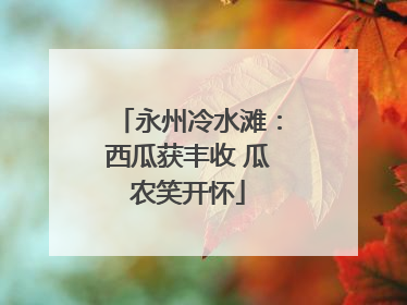 永州冷水滩：西瓜获丰收 瓜农笑开怀