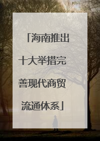 海南推出十大举措完善现代商贸流通体系