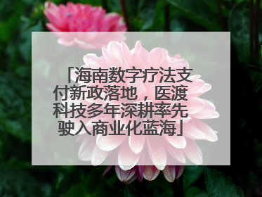海南数字疗法支付新政落地，医渡科技多年深耕率先驶入商业化蓝海