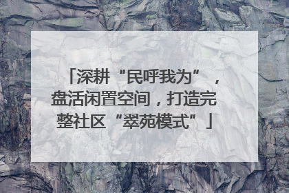 深耕“民呼我为”，盘活闲置空间，打造完整社区“翠苑模式”