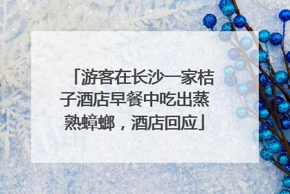 游客在长沙一家桔子酒店早餐中吃出蒸熟蟑螂，酒店回应