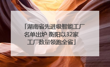 湖南省先进级智能工厂名单出炉 衡阳以32家工厂数量领跑全省