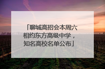 聊城高招会本周六相约东方高级中学，知名高校名单公布