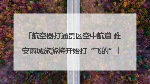 航空器打通景区空中航道 雅安雨城旅游将开始打“飞的”