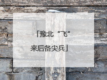 豫北“飞”来后备尖兵