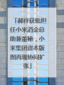 郝祥获批担任小米消金总助兼董秘，小米集团资本版图再现协同扩张