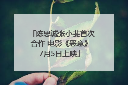 陈思诚张小斐首次合作 电影《恶意》7月5日上映