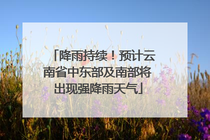 降雨持续！预计云南省中东部及南部将出现强降雨天气