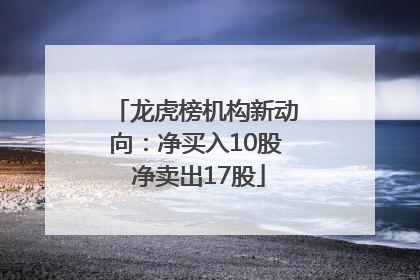 龙虎榜机构新动向：净买入10股 净卖出17股