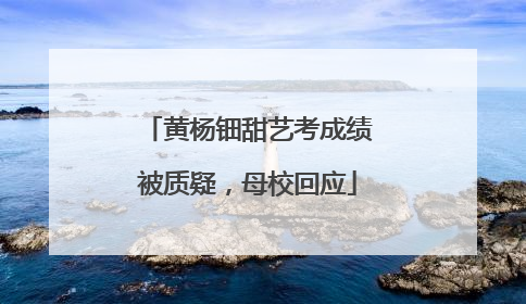 黄杨钿甜艺考成绩被质疑，母校回应