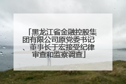 黑龙江省金融控股集团有限公司原党委书记、董事长于宏接受纪律审查和监察调查