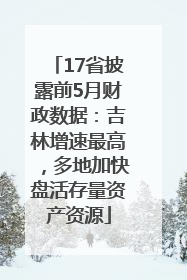 17省披露前5月财政数据：吉林增速最高，多地加快盘活存量资产资源