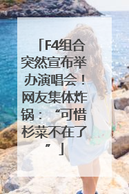 F4组合突然宣布举办演唱会！网友集体炸锅：“可惜杉菜不在了”